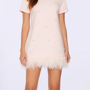Likely Blush Mini Dress with Feather Hem
